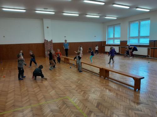 Cvičení v sokolovně - Skřítci